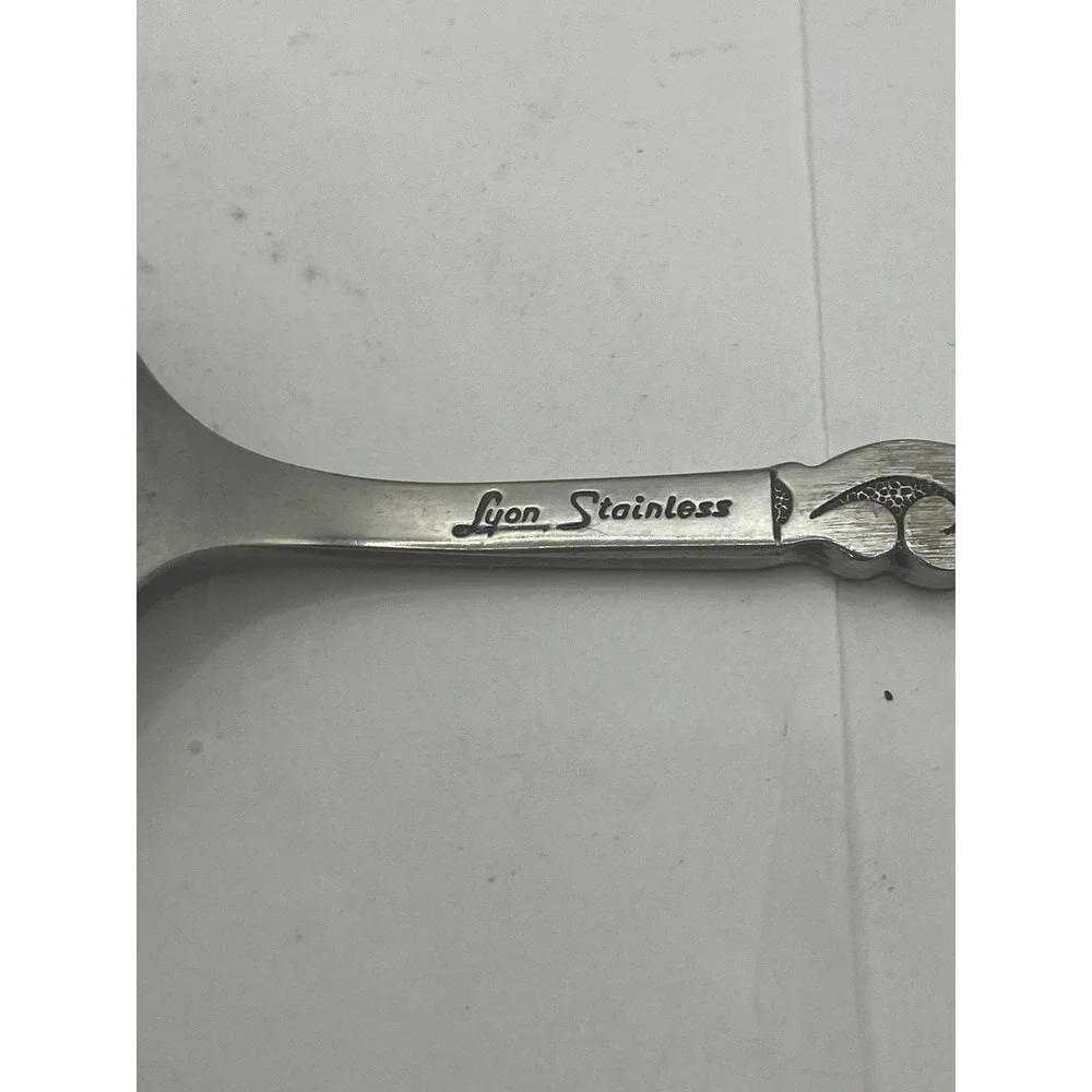 Lyon Stainless Ornate Scroll Serving Spoon Or Ladle Silver Tone Elegant Design